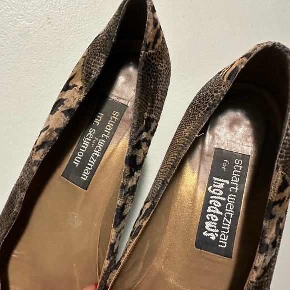 Stuart Weitzman animal print slip on shoes with gold detail heels 1.5” size 10 - Picture 7 of 13